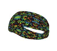 Malas Hierbas De Hoja De Marihuana Teñidas con Técnica Tie-Dye Unisex Headband Elástica Cinta Sudor Cabeza Antideslizante Banda para El Sudor para Fútbol Ciclismo Yoga Gimnasio