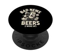 Malas noticias para las cervezas Me desperté divertido corriendo lata de cerveza Humor PopSockets PopGrip Adhesivo