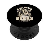 Malas noticias para las cervezas Me desperté divertido corriendo lata de cerveza Humor PopSockets PopGrip Adhesivo