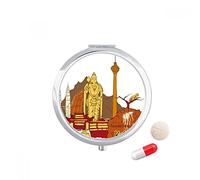 Malasia Kuala Lumpur acuarela Travel bolsillo píldora caso medicina dispensador espejo regalo caja de almacenamiento