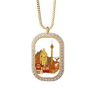 Malasia Kuala Lumpur - Collar con colgante de acuarela de diamantes de cristal dorado