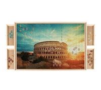MALATEC Tablero para Puzzles de Madera con 4 cajones - hasta 1500 Piezas, Superficie Lisa 89×69 cm, Bordes de contención, Organizador y Base de Montaje para Rompecabezas