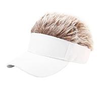 Malaxlx Gorra de béisbol ajustable para hombre, gorra de golf con pelo falso, Cabello blanco y marrón, XS-2XL