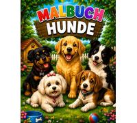 Malbuch Hunde für Kinder ab 3 Jahren: Große und einfache Ausmalbilder mit süßen Hunden und Welpen - Niedliche Hunde-Motive zum Ausmalen für Jungen und Mädchen