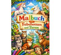 Malbuch mit Fabelwesen und Tiere