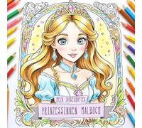 malbuch prinzessin: 50 tolle Malvorlagen für Kinder ab 5 Jahren - Geschenkidee zum Geburtstag - blanko zum Ausmalen mit Motiven Prinzessin, Drachen, ... benennen / quadratisch 22x22 cm