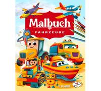 Malbuch WELOVEARTS Fahrzeuge - Jungen Jungs - 40 Motive - Auto Flugzeug Bagger Rakete Müllauto Boot Schiff Helikopter Hubschrauber Traktor