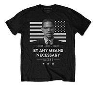 Malcolm X - T-Shirt # S Black Unisex # By Any Means Necessary