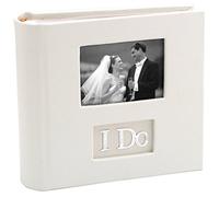 Malden International Designs - Álbum de Fotos con Cubierta para Poner Foto, Texto I Do y Espacio para Escribir Notas, Espacio para 100 Fotos,10,16 cm x 15,24 cm, Blanco