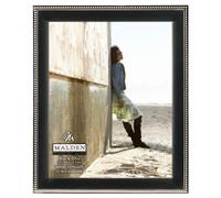 Malden International Designs Classic Black Metal with Silver Beads 2-Tone Picture Frame, 8x10, Black
