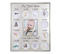 Malden International Designs My First Years - Marco de Fotos de Metal Plateado de Dos Tonos con Cuentas, 3 Opciones, 1-3.5 x 4 y 12-1x1, Plateado