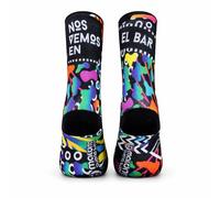Maldita Buena Suerte Calcetines Ciclismo Técnicos Hombre y Mujer - MTB y Carretera - Transpirables, Sin Costuras y Antirozaduras - Diseño NOS VEMOS EN EL BAR - Talla 34-36