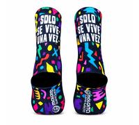 Maldita Buena Suerte Calcetines Deportivos Técnicos - Running, CrossTraining y Ciclismo - Diseño SOLO SE VIVE UNA VEZ - Talla 39-40