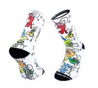 Maldita Buena Suerte CALCETINES MBS VELO de deporte para hombre y mujer. Calcetines de Ciclismo, Running, Trail, Skate, Crossfit (Blanco, 34-36)