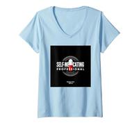 Maldita Sea, Soy Adicto: Humor Profesional automedicado Camiseta Cuello V, Mujer, Azul Bebé, S