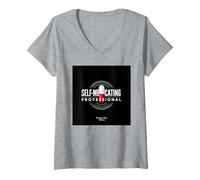 Maldita Sea, Soy Adicto: Humor Profesional automedicado Camiseta Cuello V, Mujer, Gris Jaspeado, S