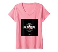 Maldita Sea, Soy Adicto: Humor Profesional automedicado Camiseta Cuello V, Mujer, Rosado, XL