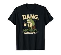 Maldito Lunes ya Rana con café Divertido Caos Lunes Humor Camiseta