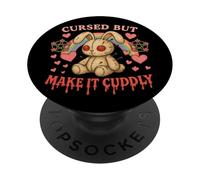 Maldito pero hazlo tierno espeluznante lindo conejo vudú PopSockets PopGrip Adhesivo