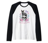 Maldito Pero tierno Gato Rosas Luna Camiseta Manga Raglan