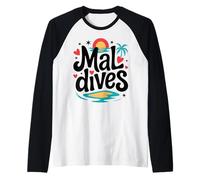 Maldivas Souvenir Tropical Beach Sunset Vacaciones familiares Camiseta Manga Raglan