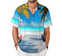 Maldives Holidays - Camisa de manga corta con botones para el verano, Negro, X-Small-8X-Large