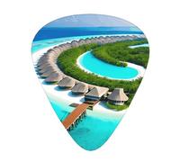 Maldives Scenery - Púas de guitarra en tamaños finos, medianos y gruesos, juego de 12 piezas, adecuadas para guitarra eléctrica y varios instrumentos