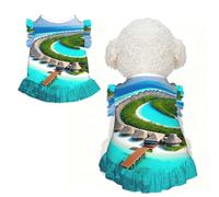 Maldives Scenery S - Ropa para mascotas para perros pequeños, bonito traje de verano para cachorros, ropa suave y transpirable para mascotas para gatos