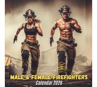Male & Female Firefighters Calendar 2026: Fire Crew Partners in Action • Monthly Grids with U.S. Highlights | 8.5 × 8.5 in