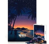 Male,Maldivas de Noche,Rompecabezas de 1000 Piezas para Adolescentes,Recall Power Serene Escape,Bordes precisos,Regalo de cumpleaños (50x75cm)