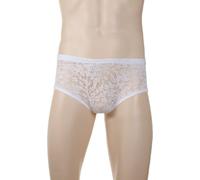 Male Power Stretch Lace mini falda - calzoncillos en Ausbrenner arte - blanco - tamaño S