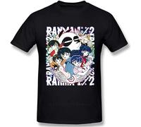 Male Ranma 1/2 Fashion tee Shirt Vintage Anime T Shirt Organic Cotton Graphic Print -3XL T-Shirt Black 3XL