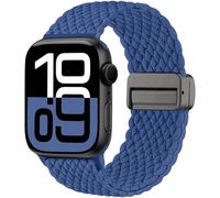 Maledan Correa trenzada compatible con Apple Watch 45 mm, 46 mm, 44 mm, 42 mm (Series 3/2/1) 49 mm, Solo Loop Nylon Magnetisch Band para iWatch Series 10 9 8 7 6 5 4 3 2 1 SE Ultra, azul