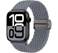 Maledan Última pulsera trenzada compatible con Apple Watch 40 mm 41 mm 38 mm 42 mm (Series 10), Solo Loop Nylon Magnetisch Band para iWatch Series 10 9 8 7 6 5 4 3 2 1 SE Ultra, gris