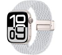 Maledan Última pulsera trenzada compatible con Apple Watch 40 mm 41 mm 38 mm 42 mm (Series 10), Solo Loop Nylon Magnetisch Armband para iWatch Series 10 9 8 7 6 5 4 3 2 1 SE Ultra, blanco gris