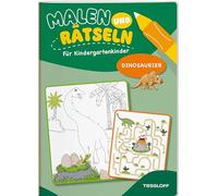 Malen und Rätseln für Kindergartenkinder. Dinosaurier: Suchen, Zählen, Zuordnen, Verbinden für Kinder ab 3 Jahren