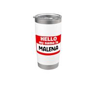 Malena Hello Hi My Name Is - Camiseta con nombre personalizado Vaso térmico de acero inoxidable de doble pared