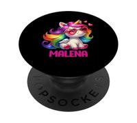 Malena Nombre Personalizado Colorido Unicornio Mujer Ni PopSockets PopGrip Adhesivo