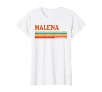 Malena Retro Personalizado Nombre Vintage Rayas Camiseta gráfica económica, Mujer, Blanco, XL