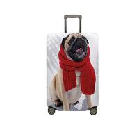 Maleta 3D Pug Cubierta de Equipaje, Mateju Funda 18-32 Pulgadas Lavable Funda de Maleta Cubierta de Equipaje Protectora para Affaires, Voyages (Pug Bufanda,M)