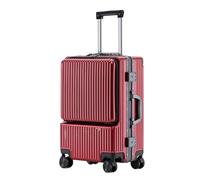 Maleta Cabina Equipaje con Bolsillo Delantero, Maleta con Estructura De Aluminio, Puerto De Carga USB Y Cerradura TSA Maletas de Viaje (Color : Rot, Size : 22 in)