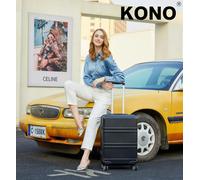 Kono Maleta Cabina Maletas de Viaje Cabina Rígida ABS Equipaje de Mano con 4 Ruedas y Cerradura de Combinación TSA (S, Negro)