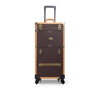 Maleta con Ruedas Plegable Retro, Estructura en Capas, Cerradura de aleación de Aluminio, Caja de Almacenamiento de Gran Capacidad para Herramientas de Estilista y maquillador (D)