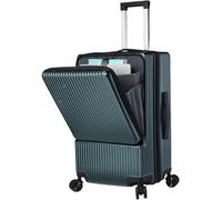 Maleta con Trolley de 20 Pulgadas con Cierre Frontal, Bolsa de embarque Recargable, Ruedas universales y Estructura de Aluminio.(Dark Green (Zipper),22 Inches)