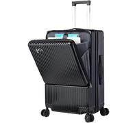 Maleta con Trolley de 20 Pulgadas con Cierre Frontal, Bolsa de embarque Recargable, Ruedas universales y Estructura de Aluminio.(Black (Zipper),20 Inches)