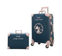 Maleta Conjuntos de equipaje con ruedas for mujer, bolsa de viaje Floral Vintage de PU, Maleta Retro con ruedas de 13, 20, 22, 24 y 26 pulgadas ( Color : As the picture shows-02 , Size : 24inch )