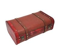 Maleta de almacenamiento de piel sintética cómoda de transportar decorativa de madera vintage con candados rojos para la oficina en casa