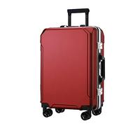 Maleta de equipaje con ruedas giratorias, maletín con marco de aluminio, puertos de carga duales, cerradura de combinación, equipaje de mano de 20 pulgadas/22 pulgadas/24 pulgadas/26 pulgadas (rojo 2