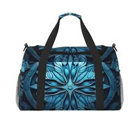 Maleta de mano azul con estampado de arte folclórico 1 para mujeres y hombres, bolsa cruzada de fin de semana para yoga, viajes, imprescindible, Negro -, Talla única