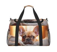 Maleta de mano con estampado de bulldog francés para mujeres y hombres, bolsa cruzada de fin de semana para yoga, viajes, imprescindible, Negro -, Talla única